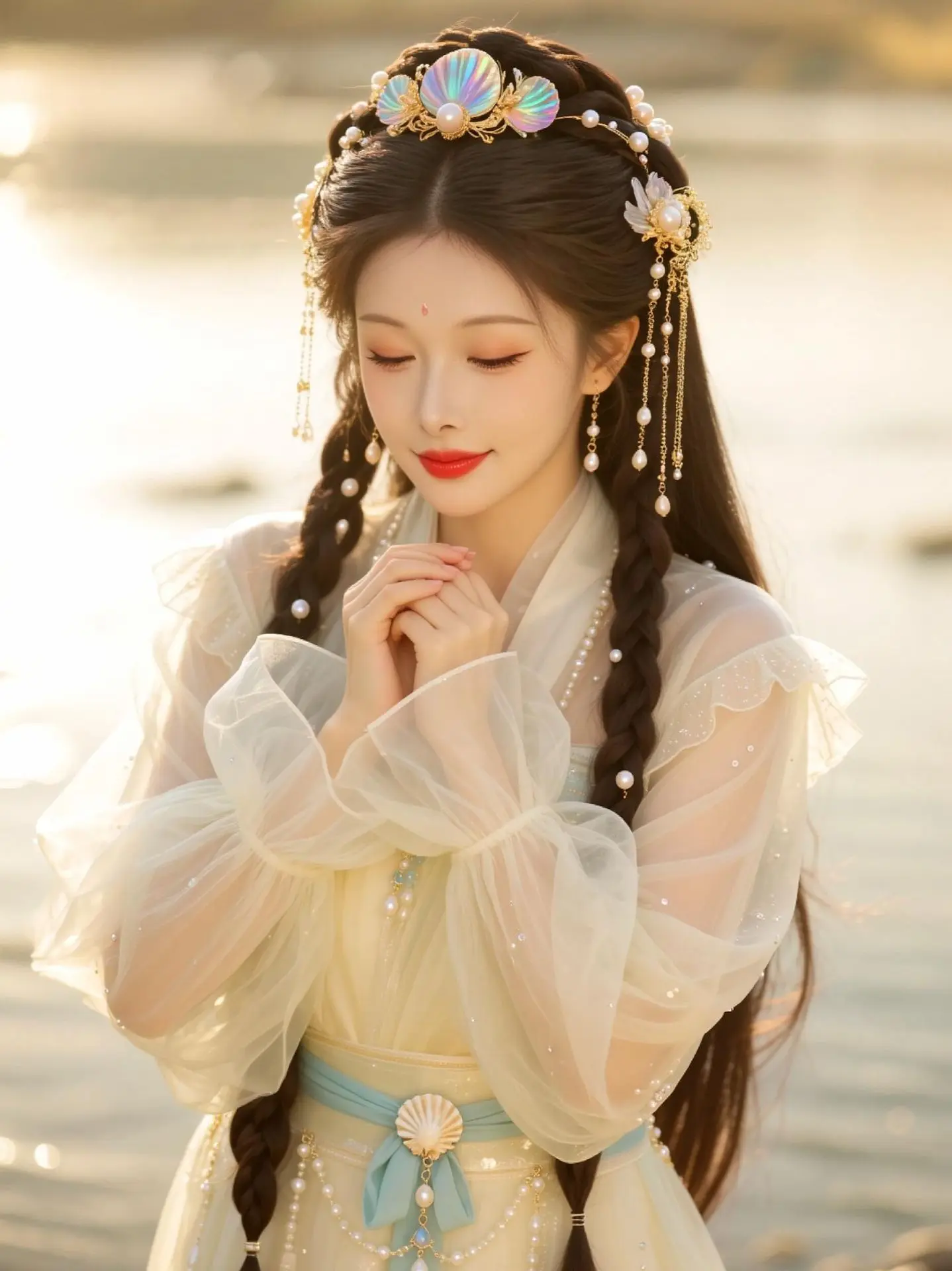 AI人鱼古风写真 ai创作 古风水边写真 海边汉服氛围感 ai写真