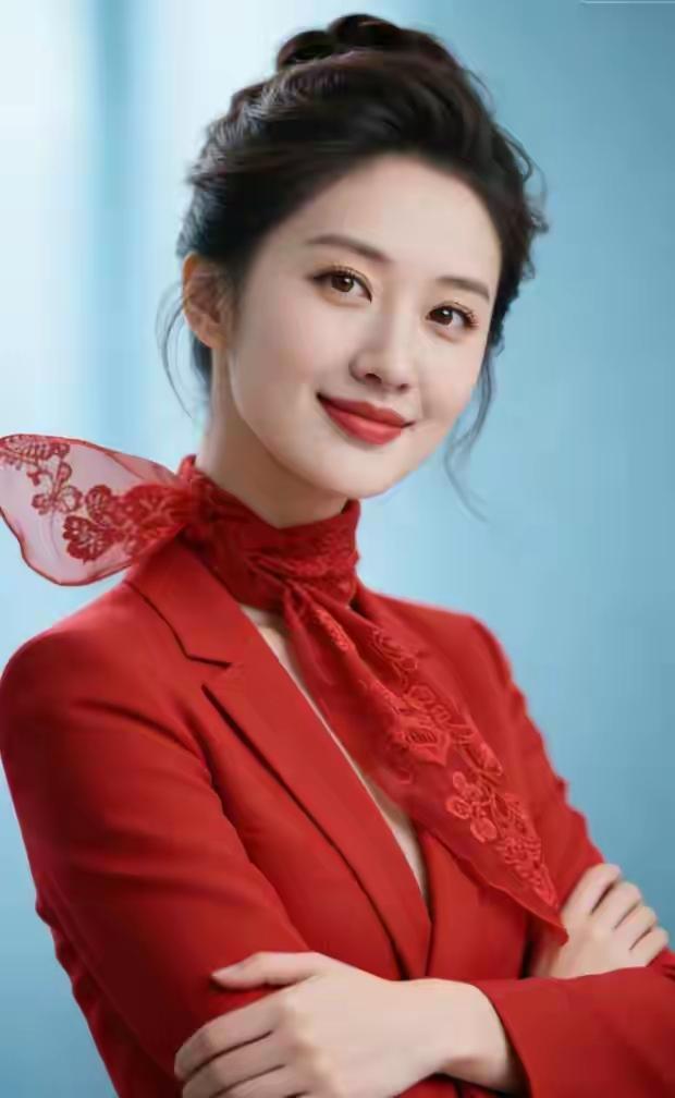 系红纱巾，穿红西装
飒爽英姿，红红火火
自尊自立，自信自强
艳若桃花，婀娜多姿