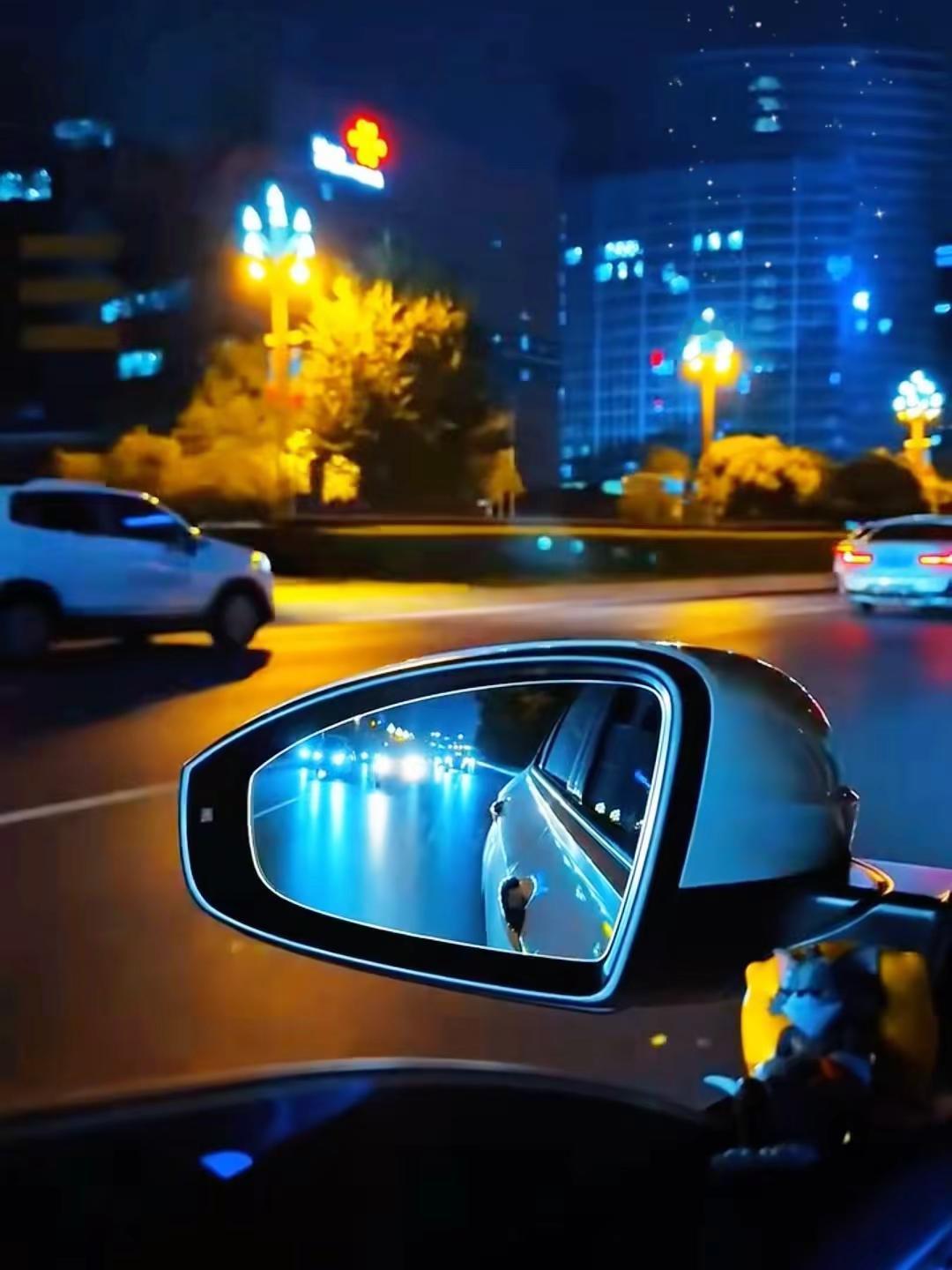 ｛书音我是他的眼睛｝ 路上的夜景有多治愈 城市夜驾氛围感 后视镜随拍