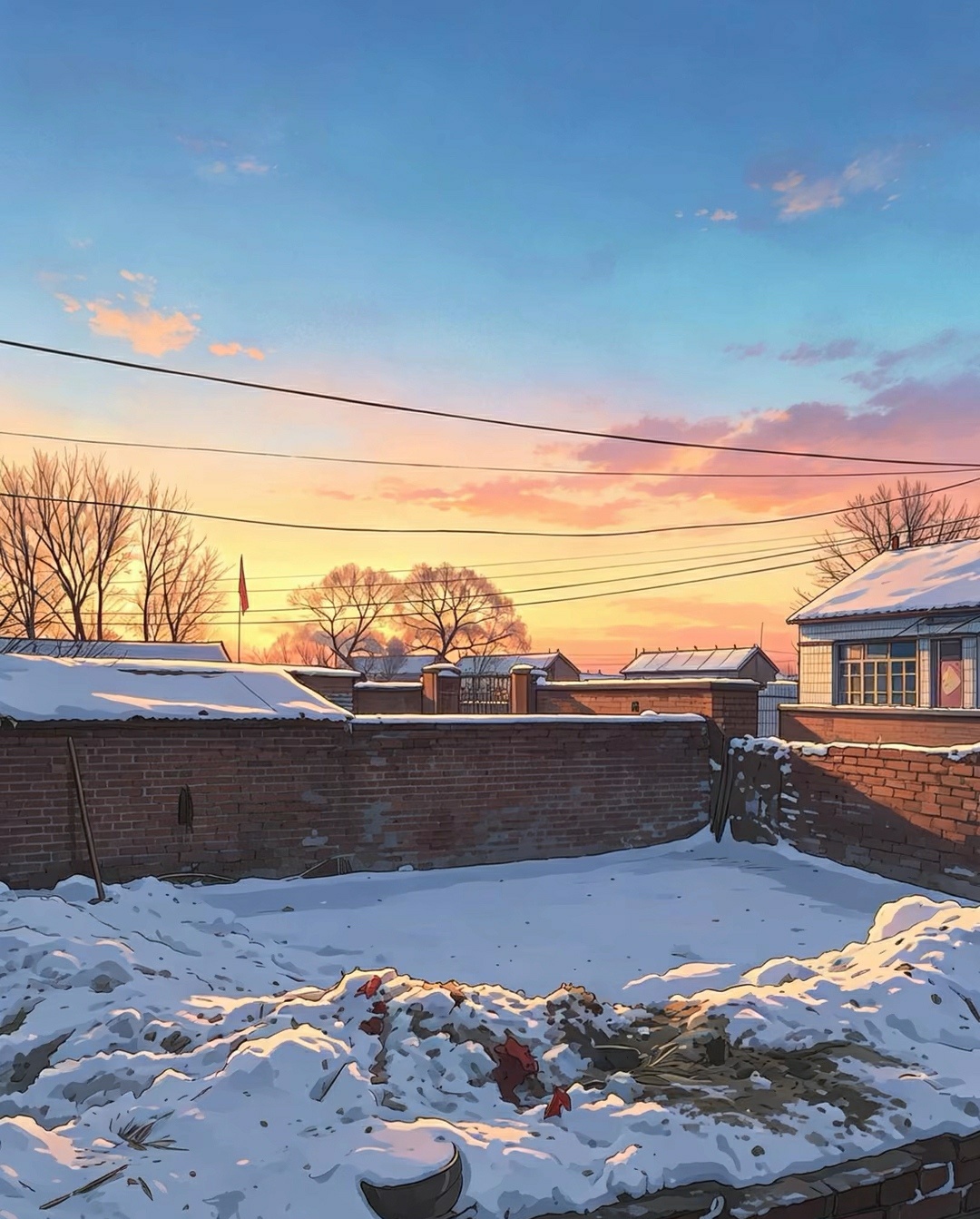 宫崎骏画风，冬日里的东北老家。遇见艺术