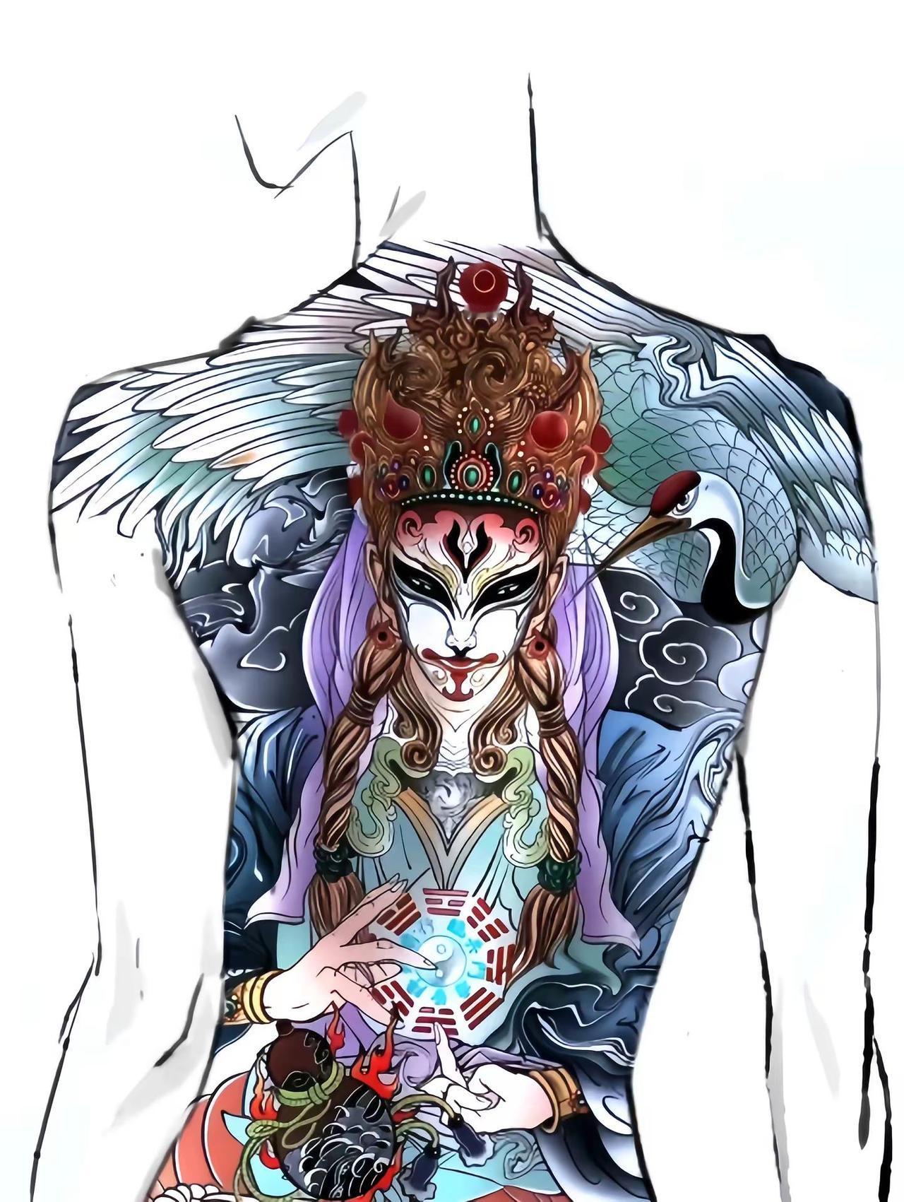 白鹤童子，只杀不渡纹身手稿 纹身 白鹤童子 未成年禁止纹身无不良影响