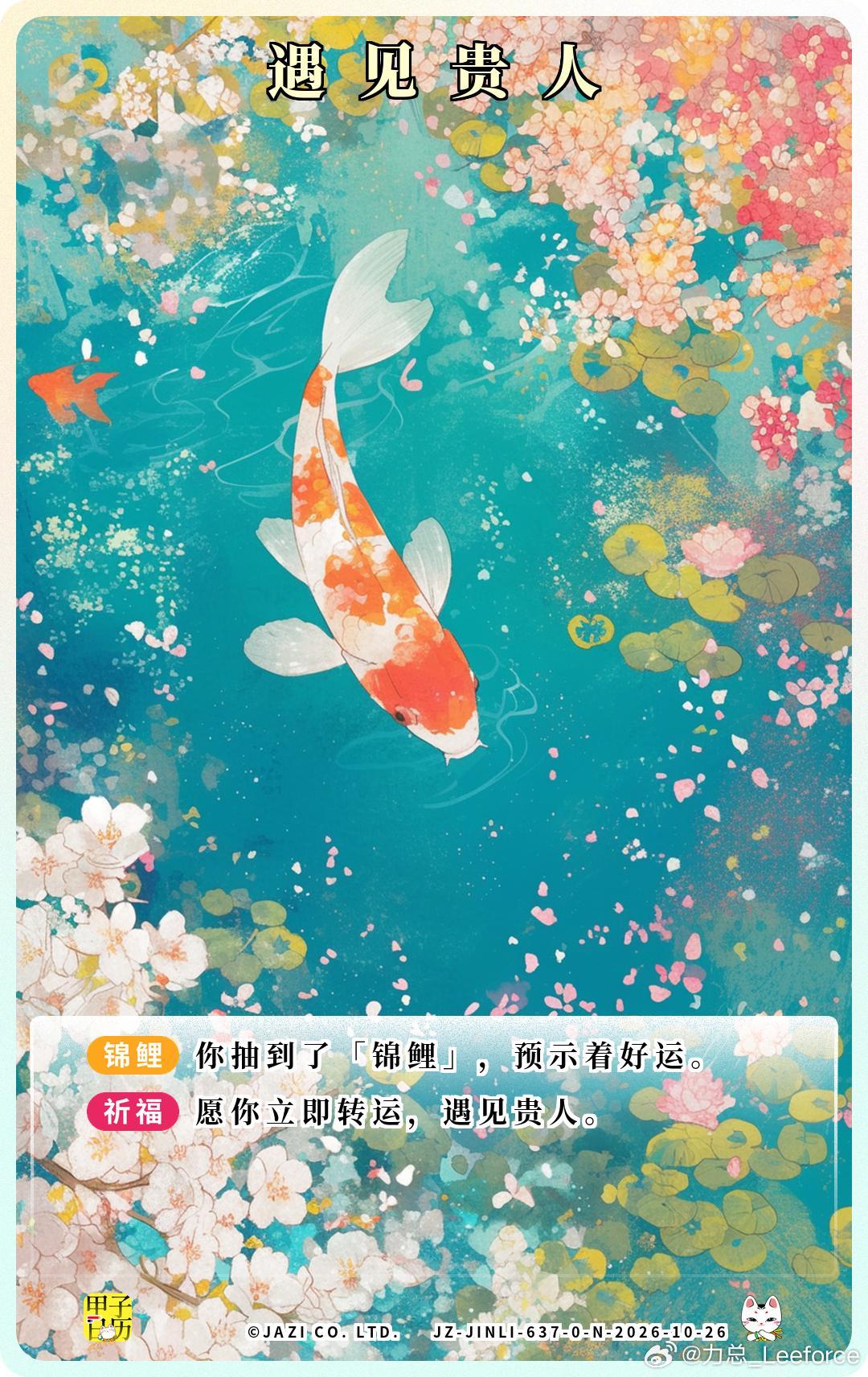 锦鲤 愿你立即转运，遇见贵人。 ​​​