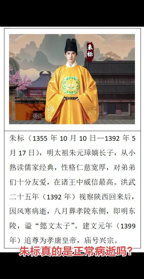 历史 历史人物 朱标 明朝 朱元璋