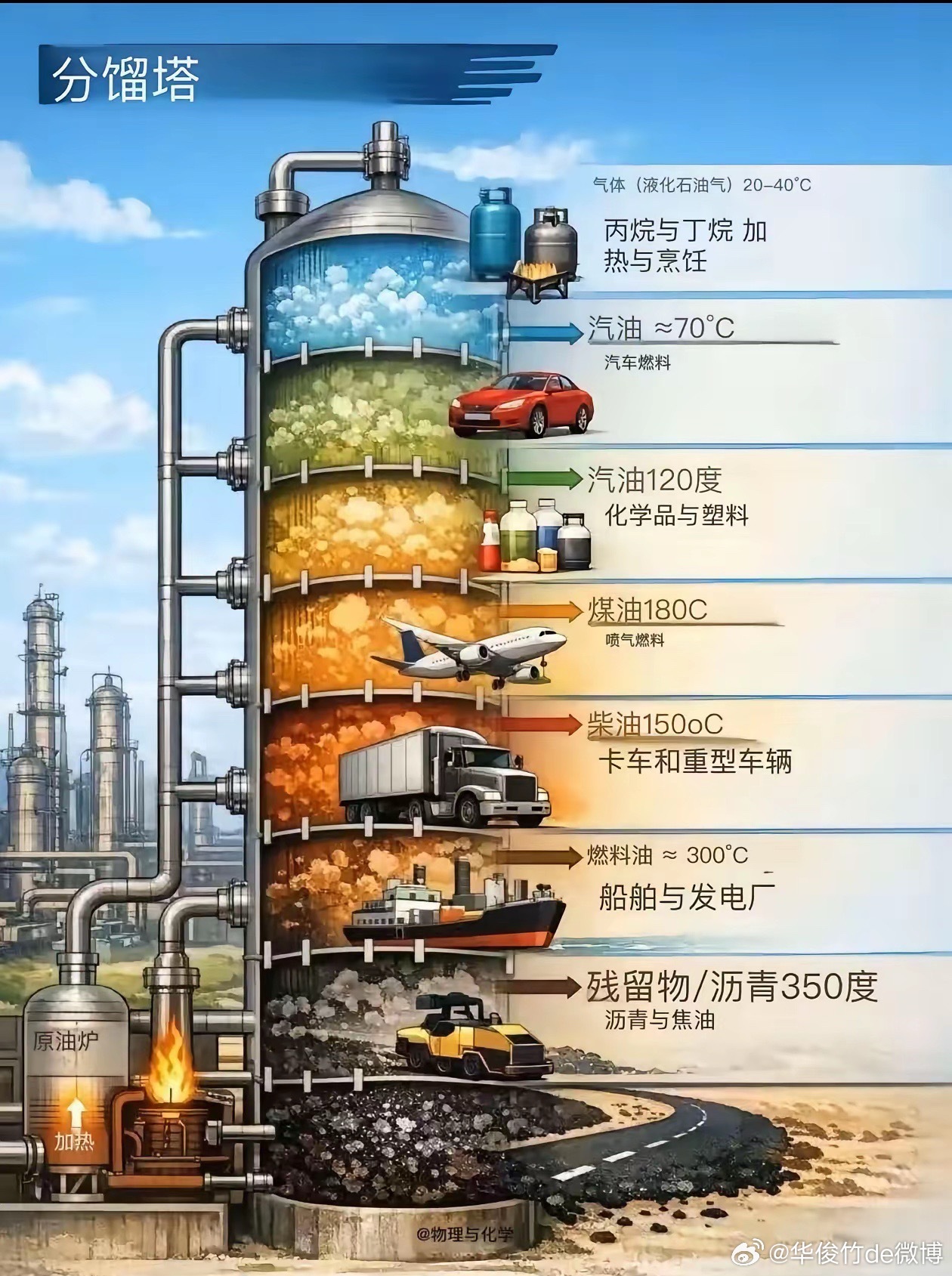 一图看懂石油分离原理。 