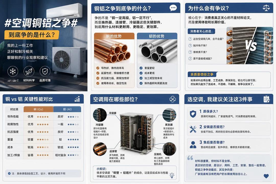空调铜铝之争巧了，我的上一份工作，正好和制冷行业相关，所以对这个话题多少有点了解