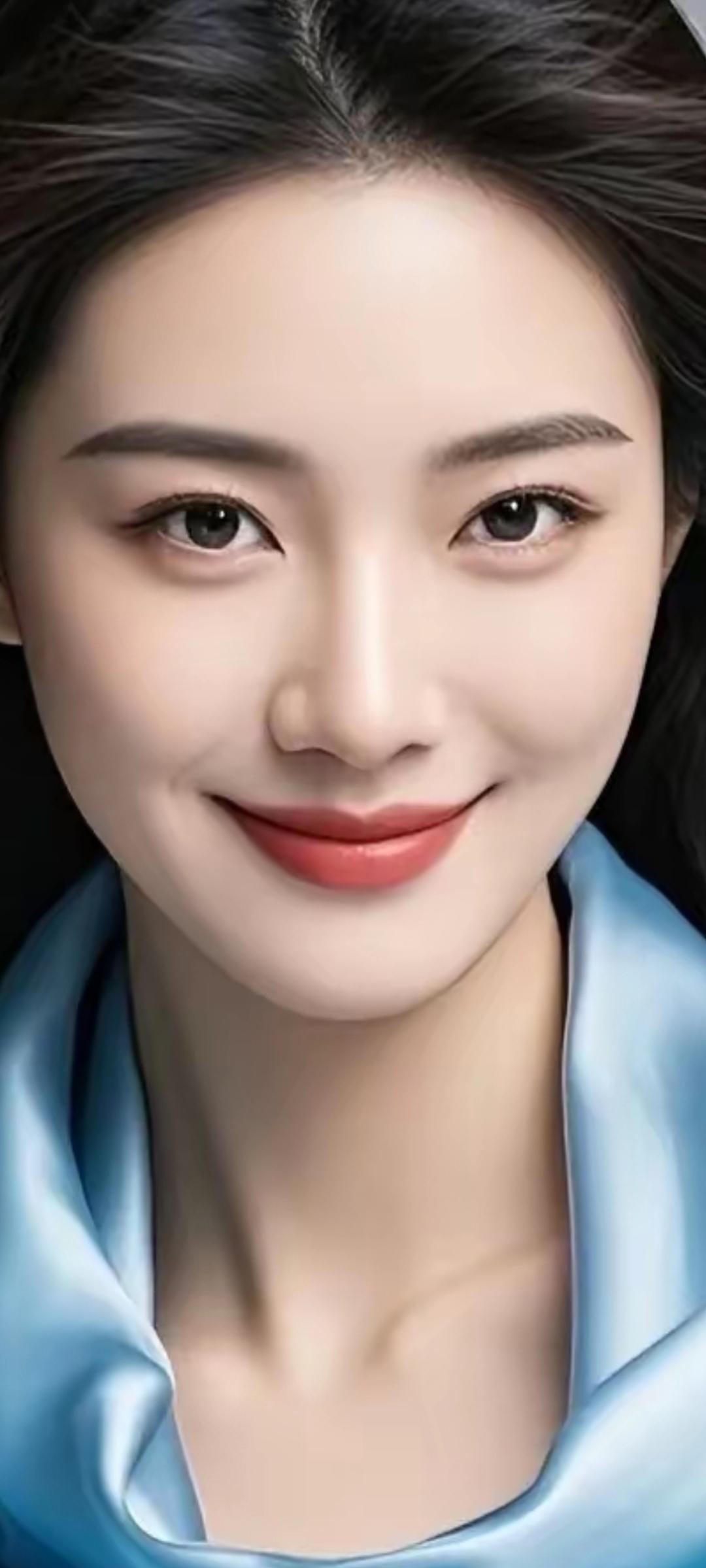 温柔微笑，蓝衣飘飘，元气满满的一天！🌞💙😊