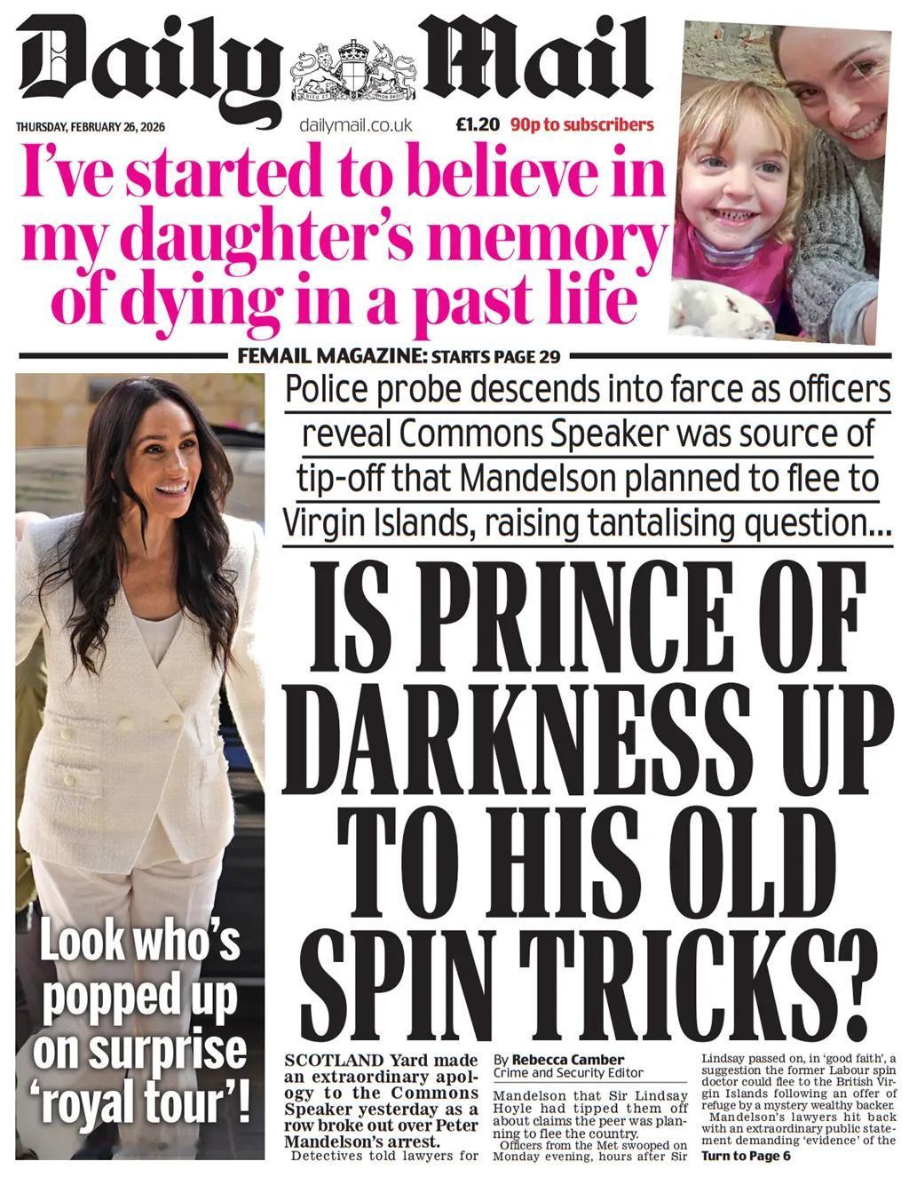 《每日邮报》称，英国警方的侦探们已向英国议会下议院议长林赛·霍伊尔爵士道歉，因为