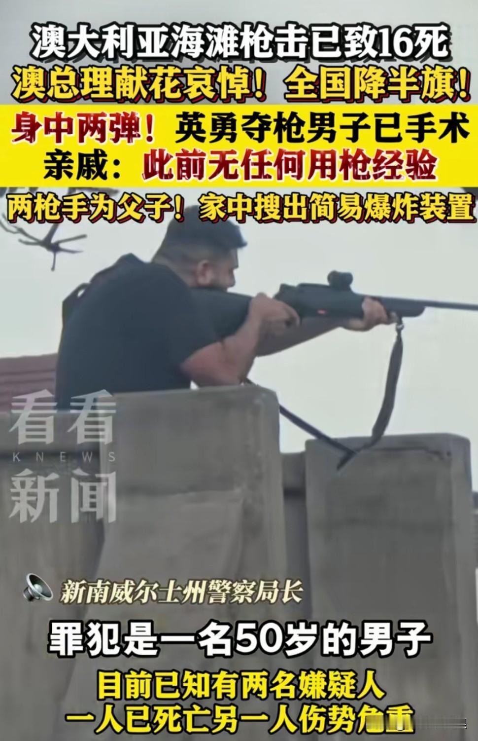 澳大利亚枪击案的凶手是一对父子，据说当时沙滩上正在进行某种犹太节日。
昨天看的是