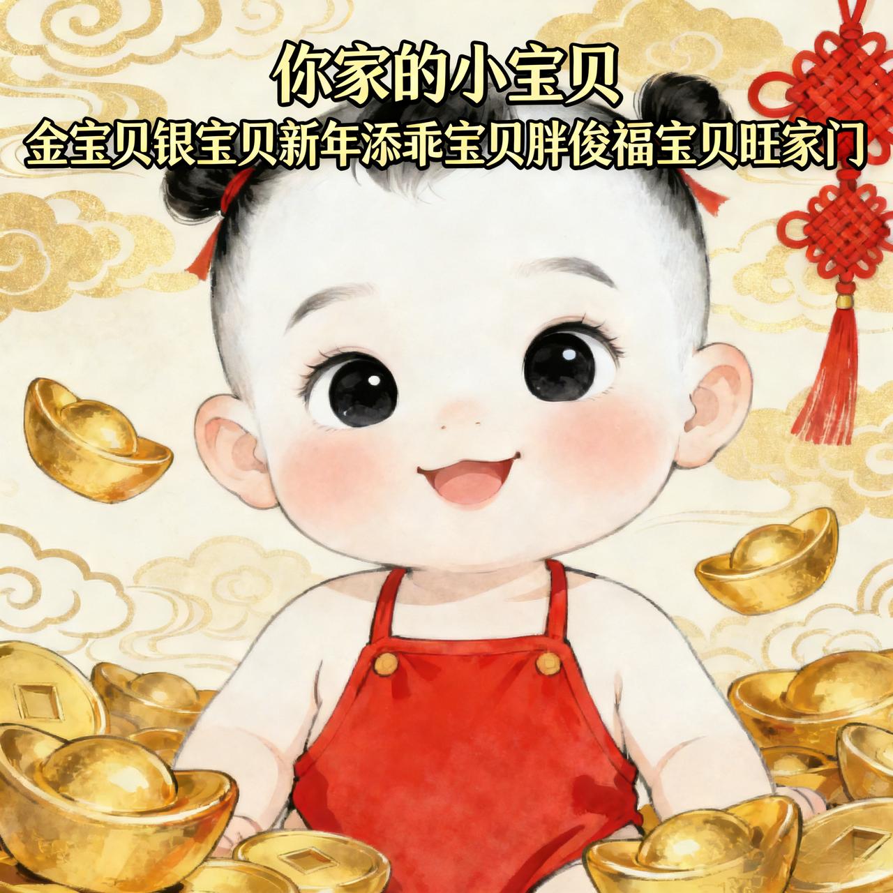你家的小宝贝
 
金宝贝，银宝贝，
新年添个乖宝贝！
胖宝贝，俊宝贝，
能旺家门