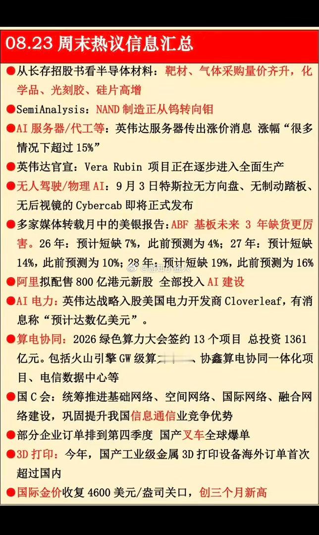 8.23周日  财经热点信息参考！1.半导体材料2.有色金属钨钼3.无人驾驶,物