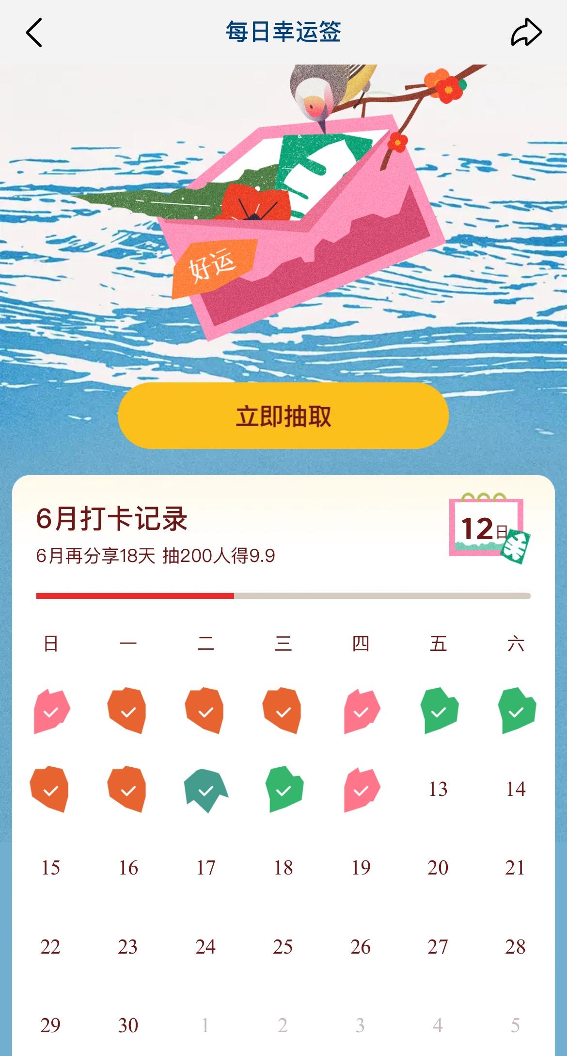每天打开头条第一件事就是打卡签到，4个活动挨着点一遍！

目前每日幸运签已经连续
