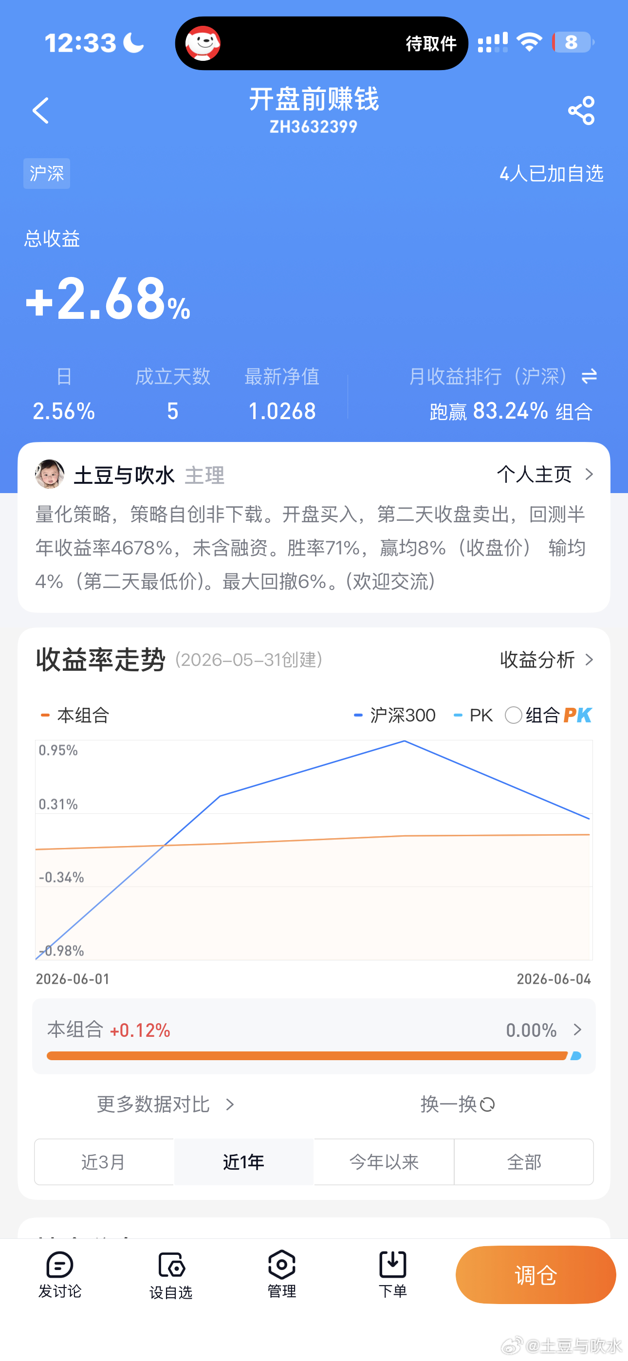 开始实盘验证了 开门红。此前几天一直没买入信号是对的。