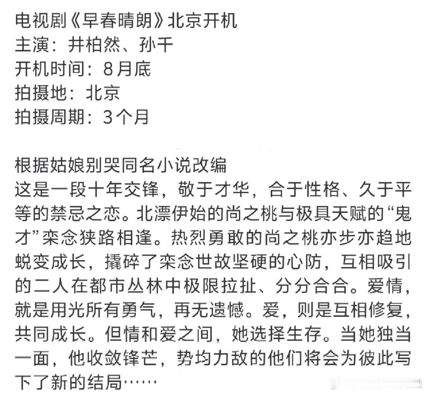 尘埃落定[喵喵]早春晴朗准备拍了，这剧还真的没找流量 ​​​