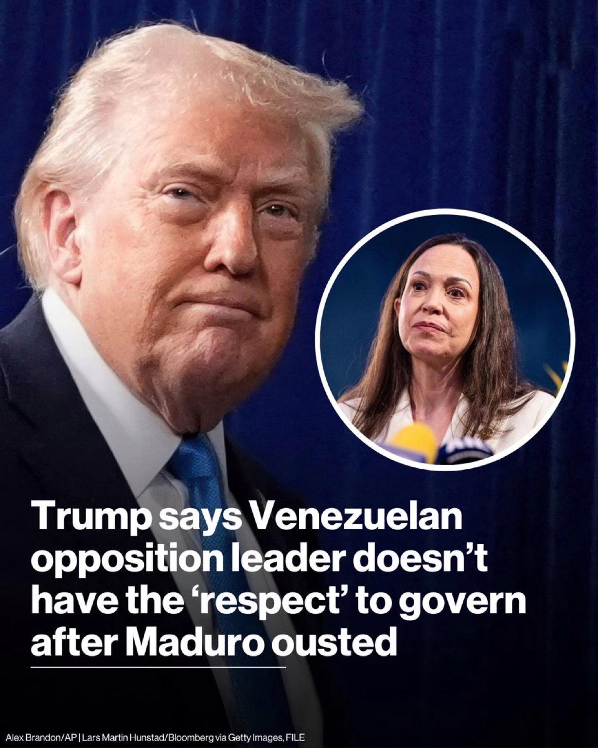 特朗普总统表示，委内瑞拉反对派领导人在委内瑞拉总统尼古拉斯·马杜罗被推翻后，没有