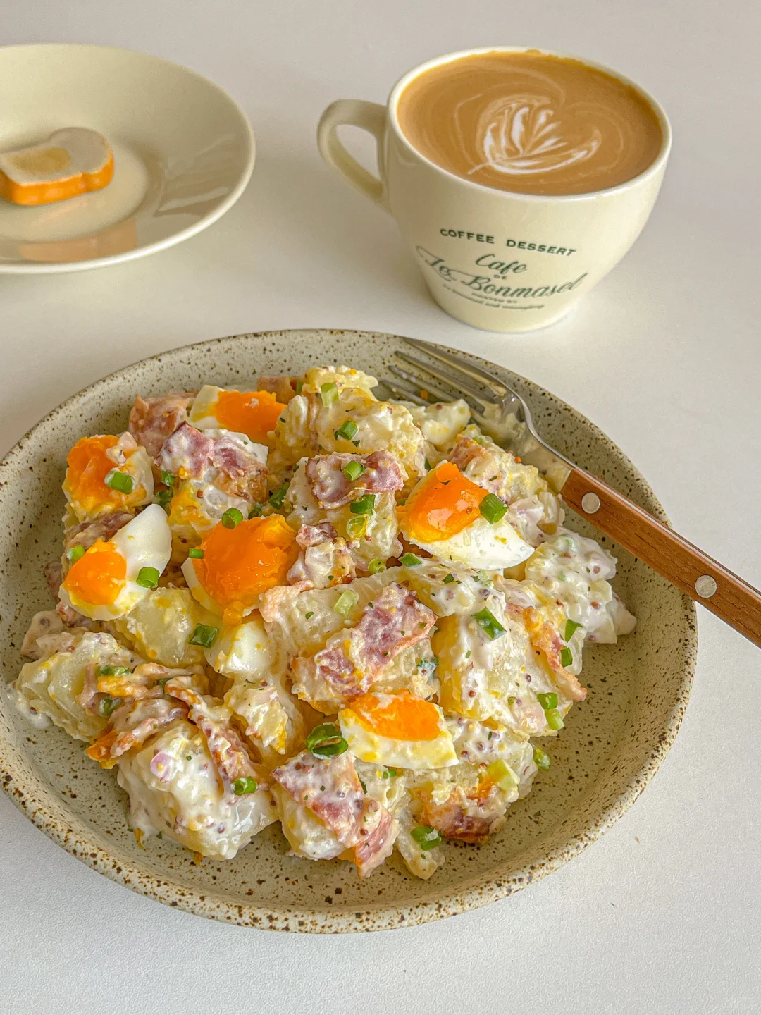 低卡饱腹料理🥓酸奶土豆培根沙拉🥗热拿铁☕️