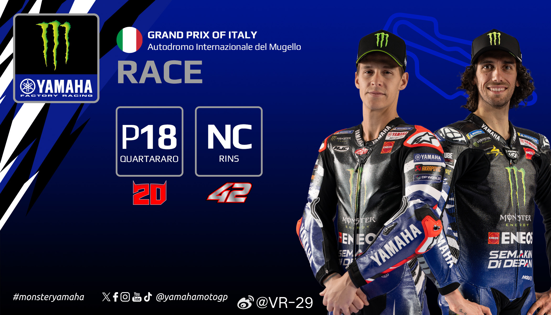 雅马哈现在只报成绩  图都不发了motogp