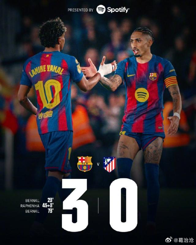 差一球！巴萨3-0马竞上演最燃追分大战，贝尔纳尔成英雄却抱憾出局！诺坎普昨晚差点