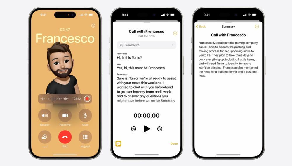 IOS18终于有通话录音了，并且提供了AI转文字以及摘要提取的功能基本上和国内安