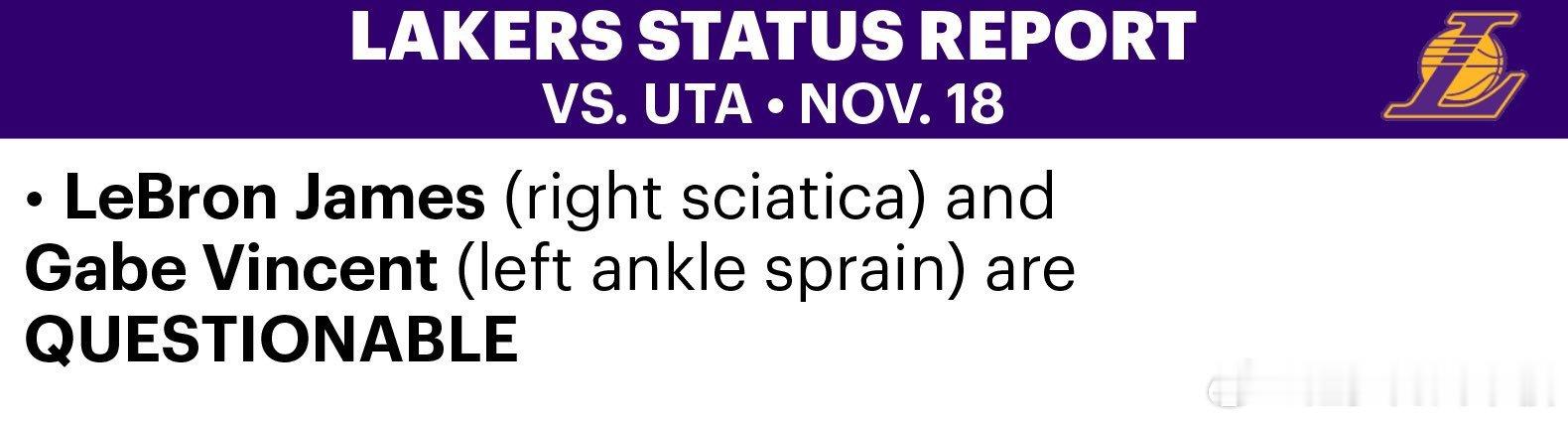 来了！詹姆斯文森特明日对阵爵士出战成疑！ 