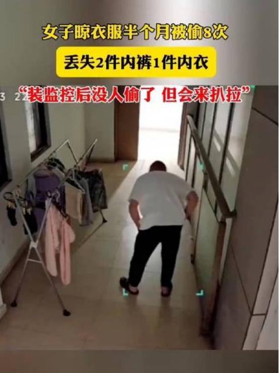 “离谱，内衣盗贼如此猖狂！”南京一户人家，妻子的内衣晾在楼道里多次被偷，丈夫在走