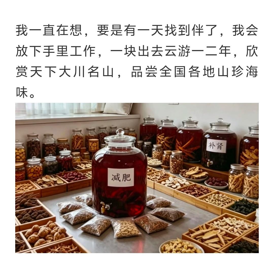 我一直有这样的梦想，要是遇上了合拍的另一半，我直接把满屋草药和药酒暂时锁起来，停