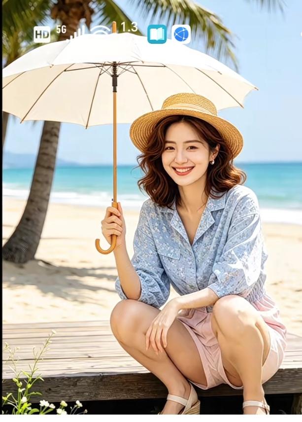〔欣赏图片〕美女海南风光。