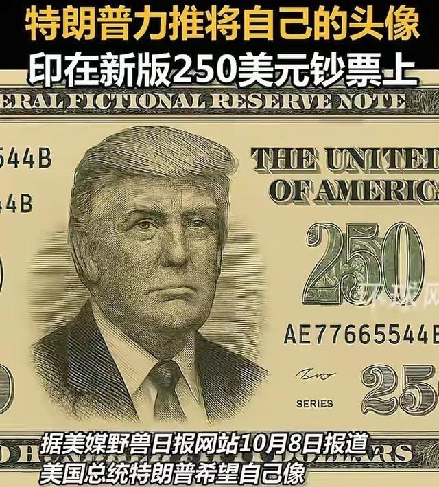 美国历史上第一位二百五总统即将诞生，就是当今美国总统特朗普，他要求在钞票上印上自