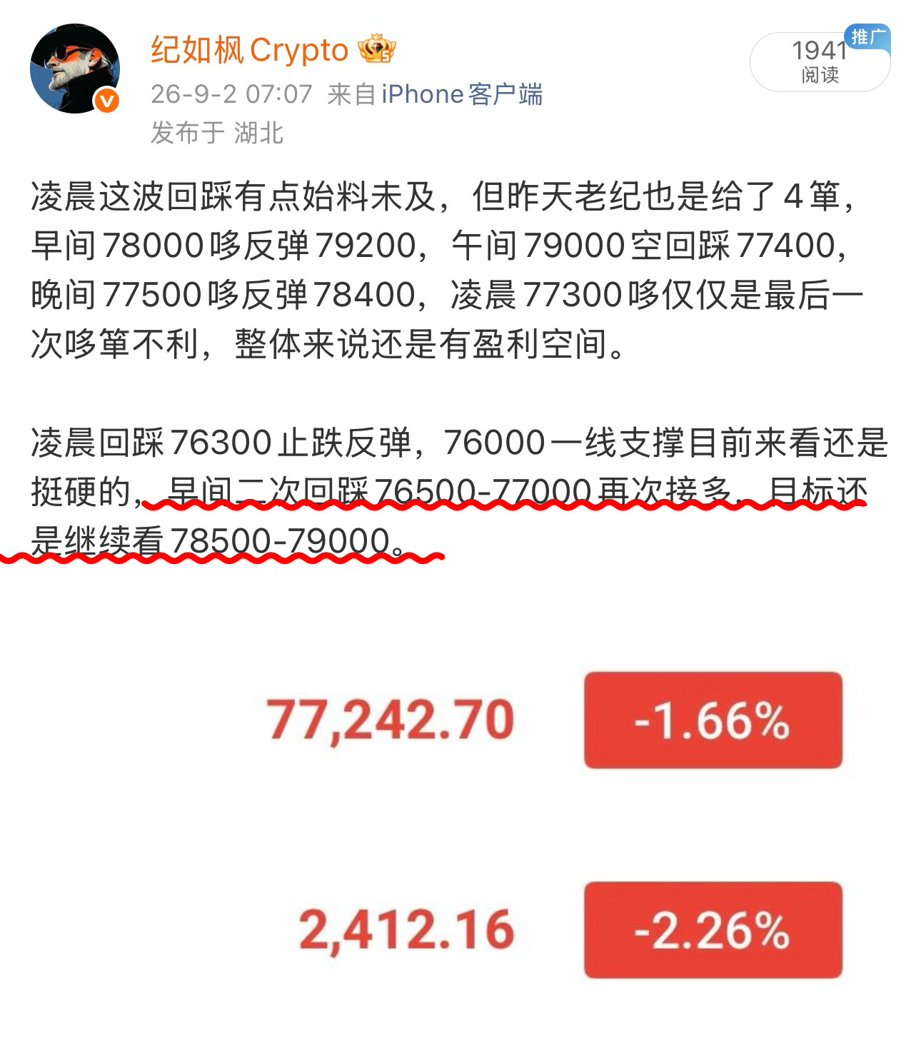 早间低多接回，反弹也有1000典左右，自行掌握！ ​​​