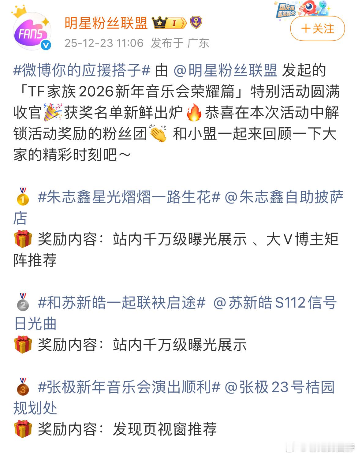 TF家族新音词条热度已出三代前三：朱志鑫 苏新皓 张极四代前三：陈奕恒 陈浚铭 