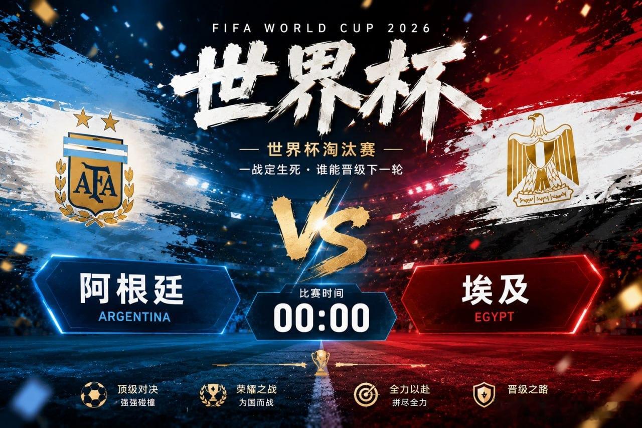 🏆 世界杯｜阿根廷 vs 埃及淘汰赛正式打响，真正的较量才刚刚开始。阿根廷一路