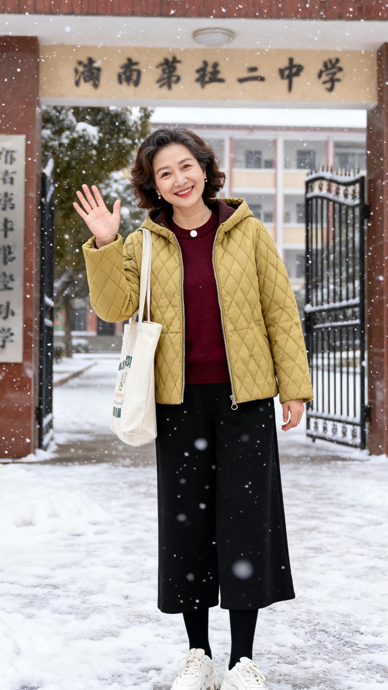 加绒加厚妈妈棉衣套装。