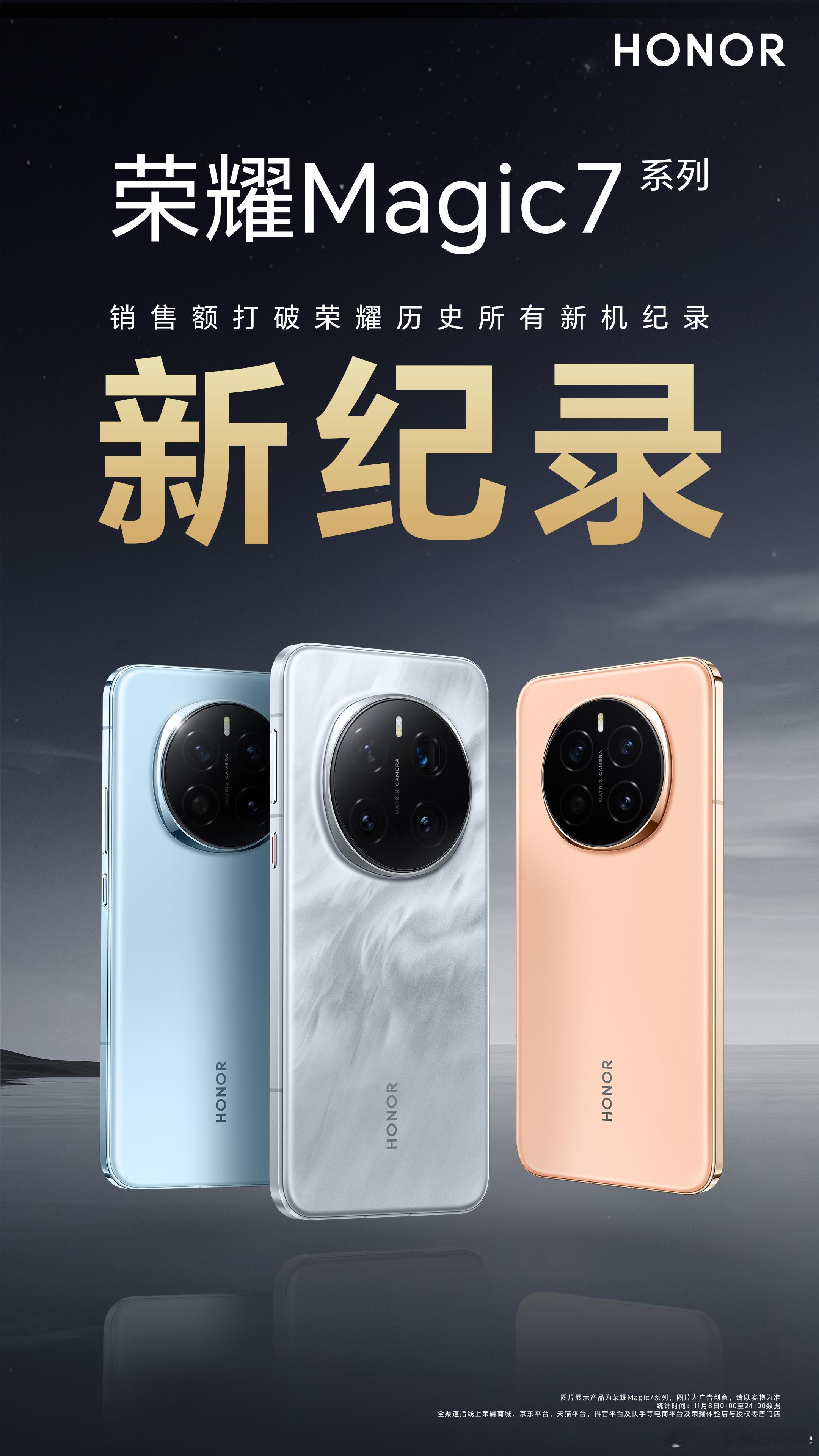 又来一个破纪录的，今年旗舰新品卖的真好啊[允悲]，荣耀Magic7系列是打破了销