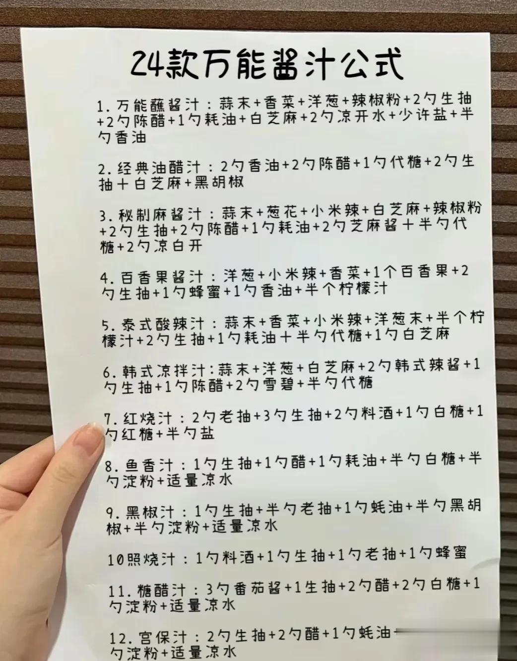 自己做饭吃的必备，大厨整理的24款万能酱汁公式，酱汁调得好，做出来的食物就更美味