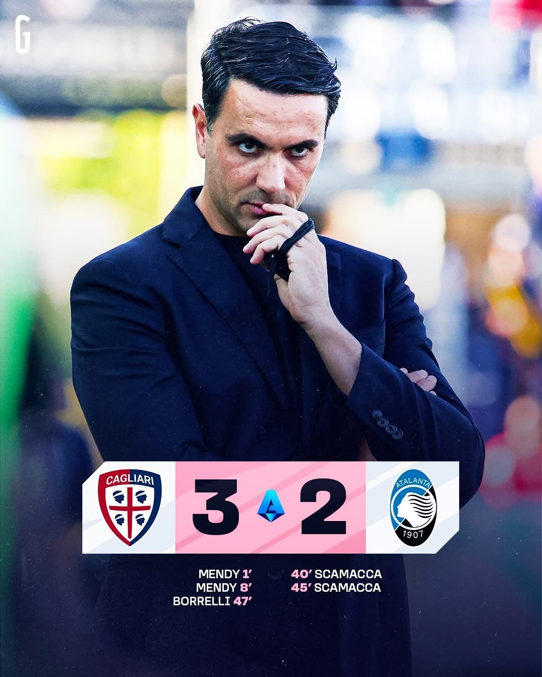 卡利亞里開波8分鐘入兩球，亞特蘭大上半場最後6分鐘又入兩球…下半場兩分鐘後備入替