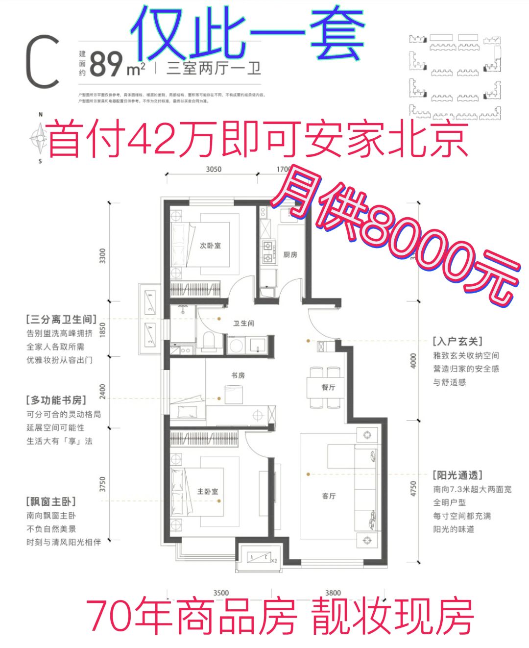 顺义新城靓妆现房 仅此一套 速来