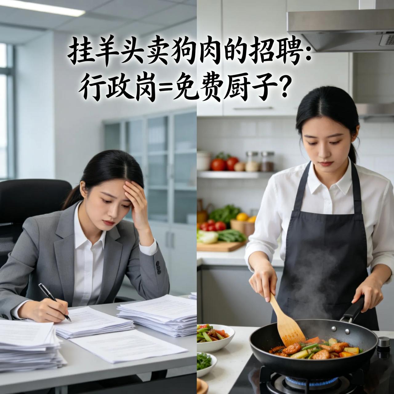 行政兼做饭？这种岗位真的合理吗
应聘行政岗，却被要求给全公司做三餐。
挂羊头卖狗