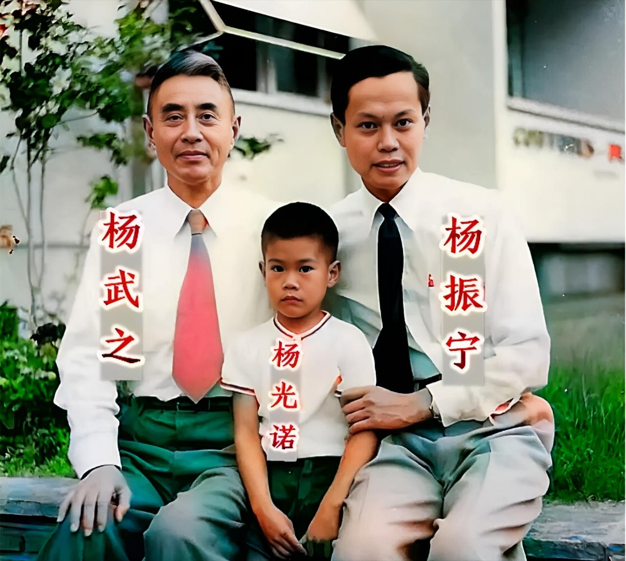 这是35岁的杨振宁和6岁的儿子杨光诺，以及61岁的父亲杨武之的真实容貌，都看看吧