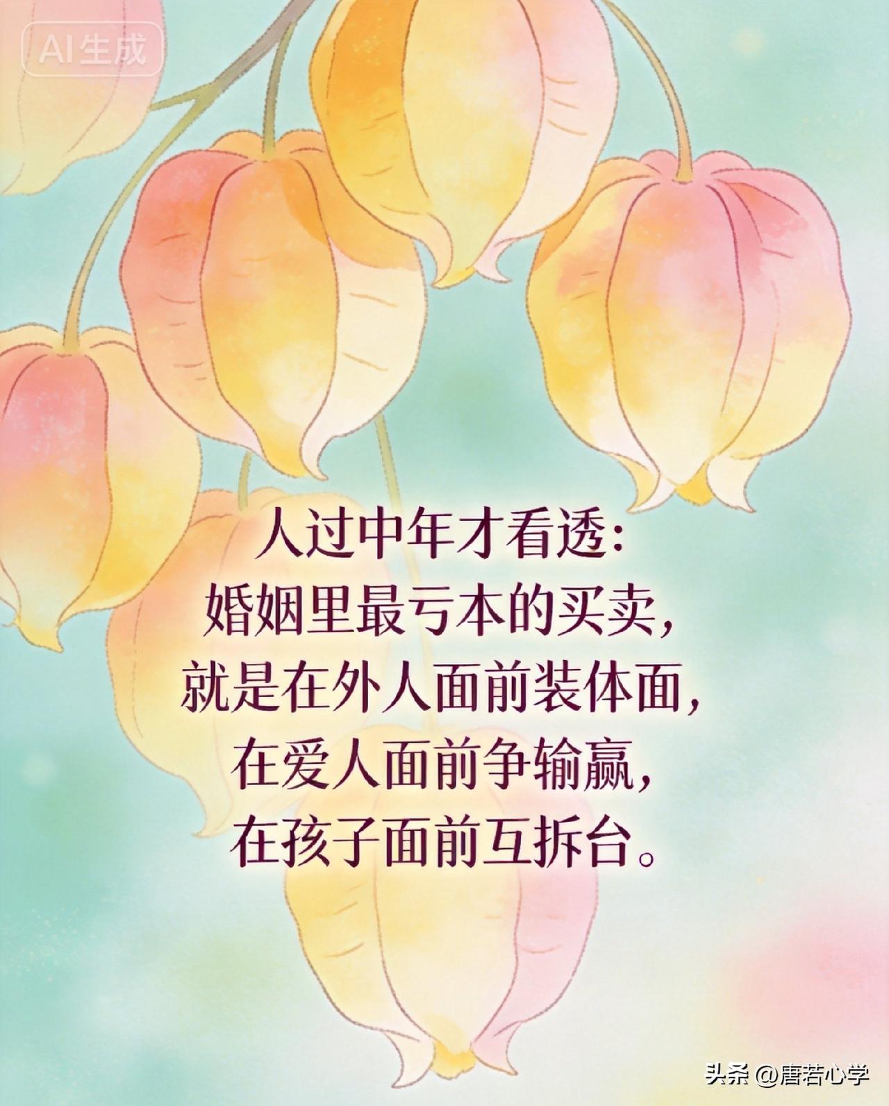 人过中年才看透：婚姻里最亏本的买卖，就是在外人面前装体面，在爱人面前争输赢，在孩