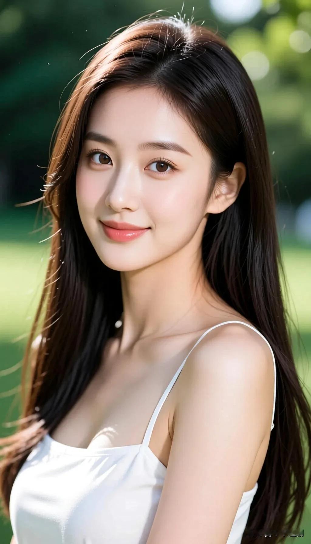 成熟稳重的美女你喜欢吗?
风掠过发梢，把夏天的温柔都揉进了笑意里。
白裙、绿荫，