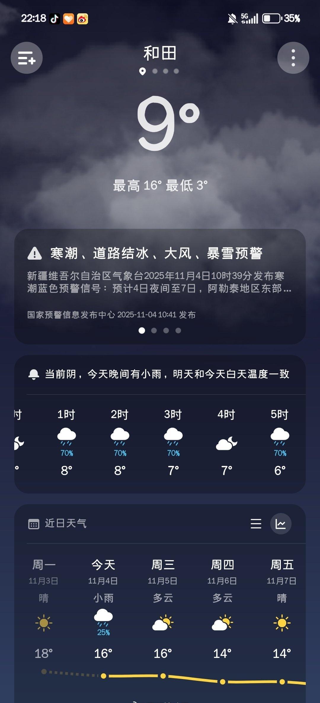 我请问呢 怎么还下雨？我都冻僵了