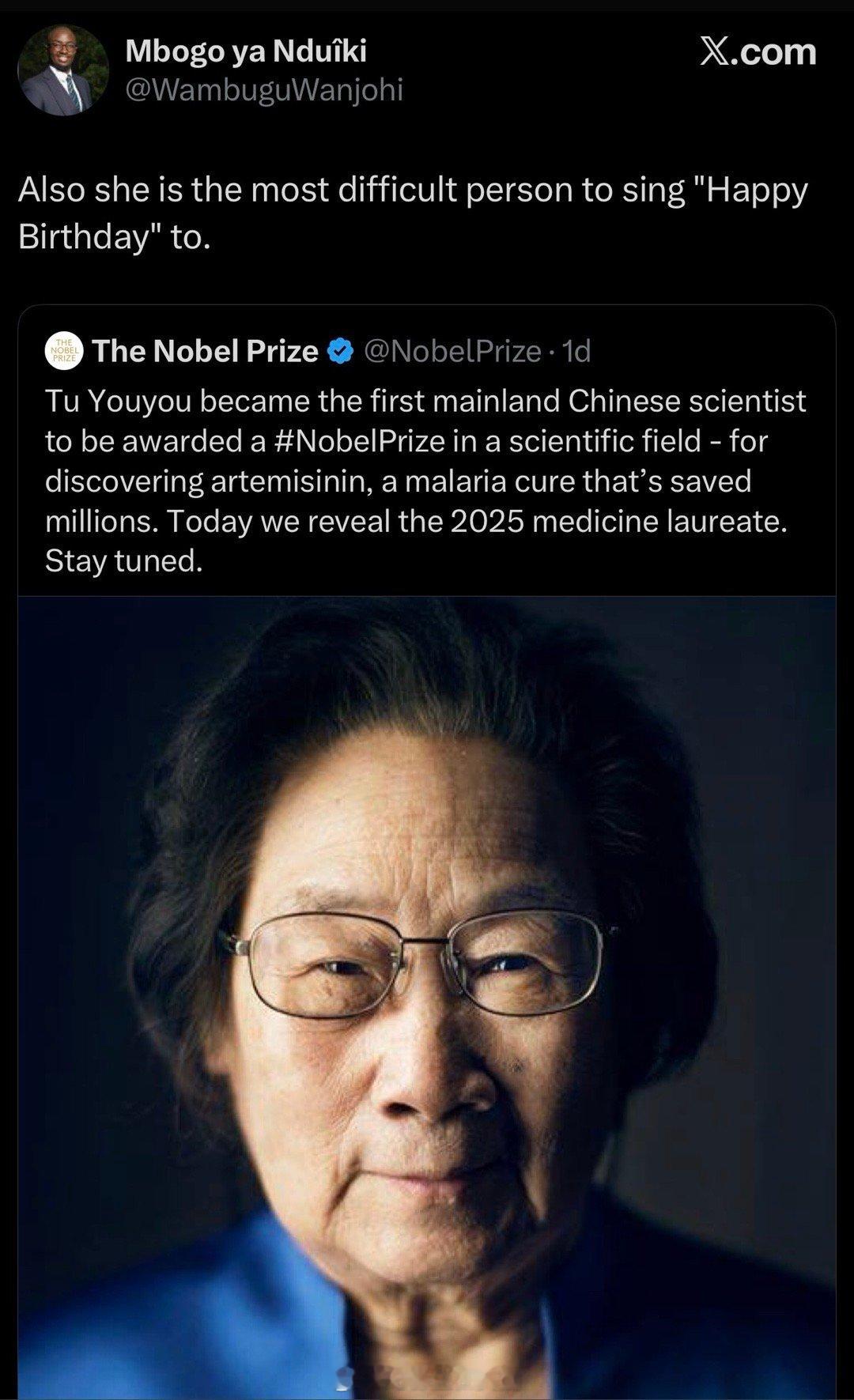 给她唱生日快乐歌是全世界最难的事。[流鼻血]诺贝尔奖 ​​​