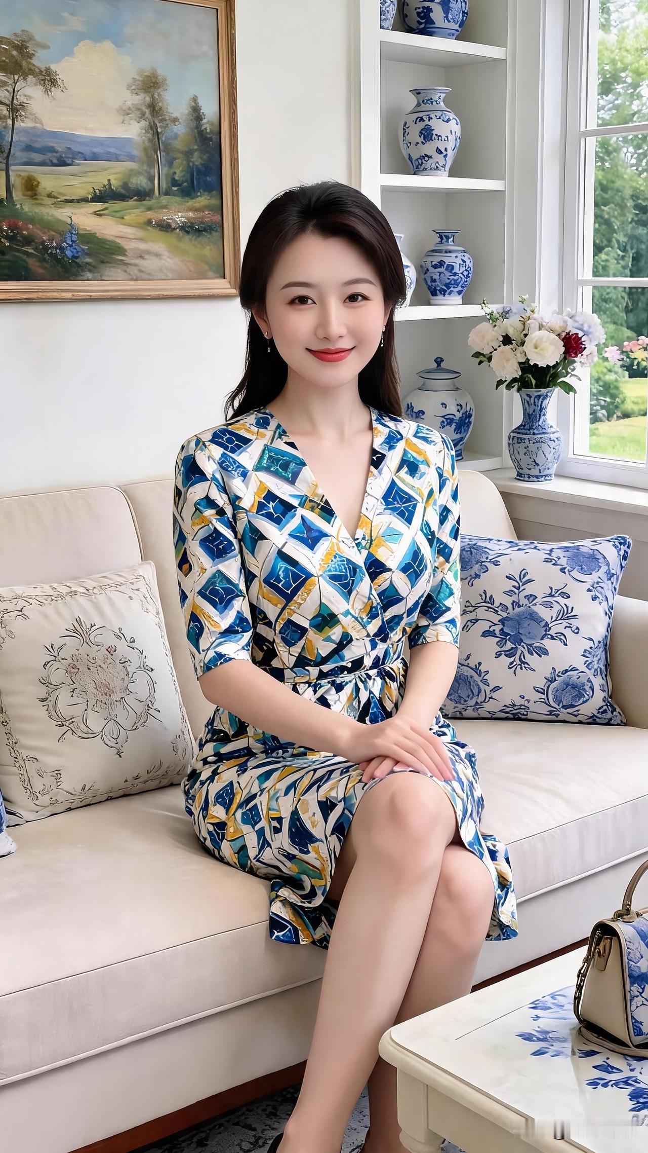 同款几何印花连衣裙，不同剪裁各有韵味，温柔显白，居家通勤都适配～连衣裙分享  通