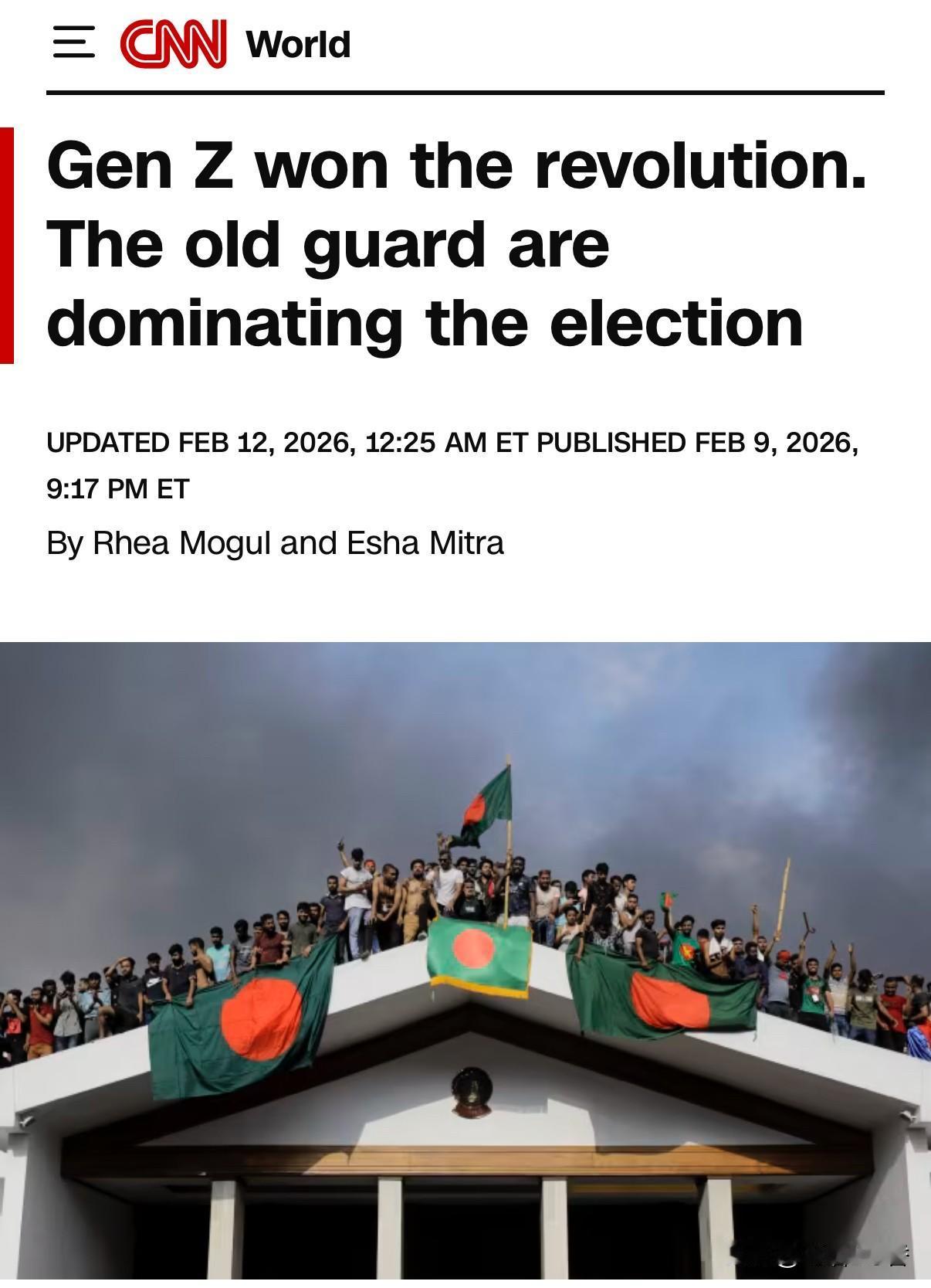 周四，孟加拉国举行自2024年夏，推翻哈西娜统治后的首次选举。
   美媒报道称