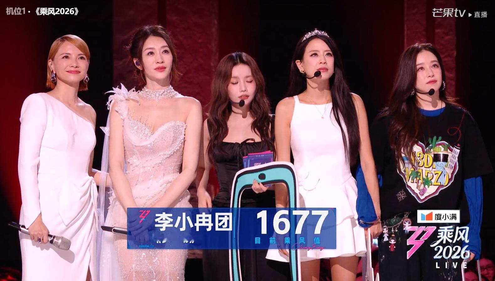 浪姐直播《乘风2026》五公团内双人合作秀结果第一组《梦一场》李心洁、李小冉获得