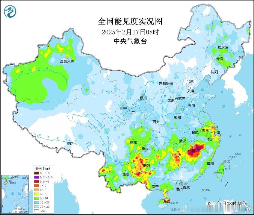 【大雾】今晨在江西部分地区出现了大雾，抚州（临川）6-7时，能见度一度不足100