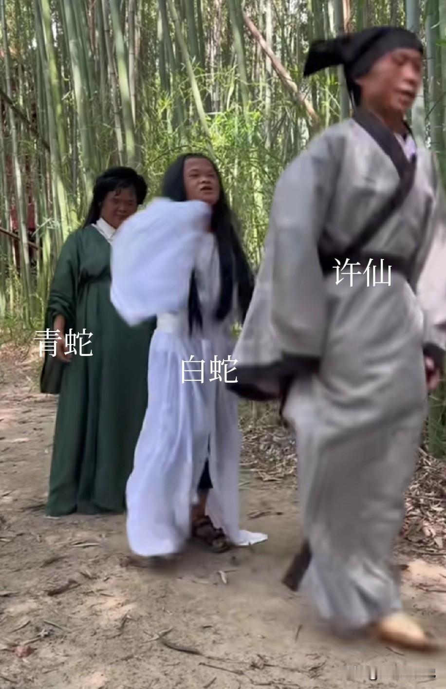 这一家人开始拍新白娘子传奇了，这是哪个导演的，人才啊，第一次看见许仙走路跳着走的