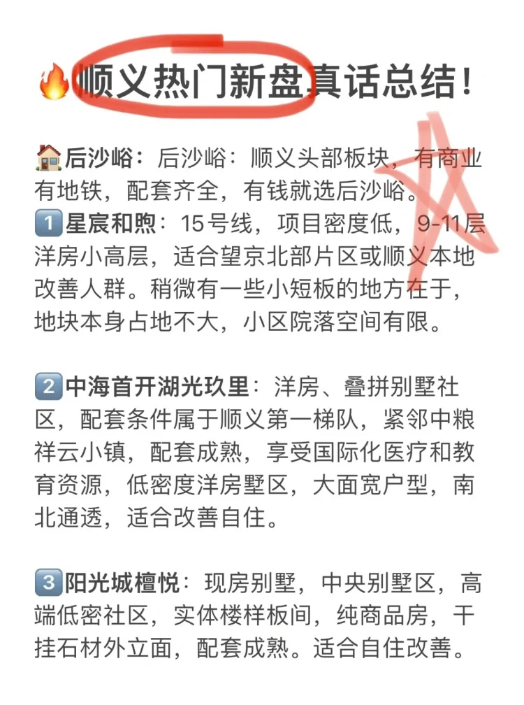 快看❗️顺义热门新盘一篇总结到位❗️