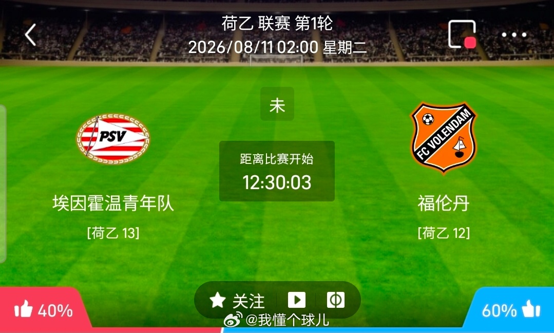 【北单】周一281荷乙方向：埃因青年vs福伦丹荷乙 埃因青年 VS 福伦丹比赛时