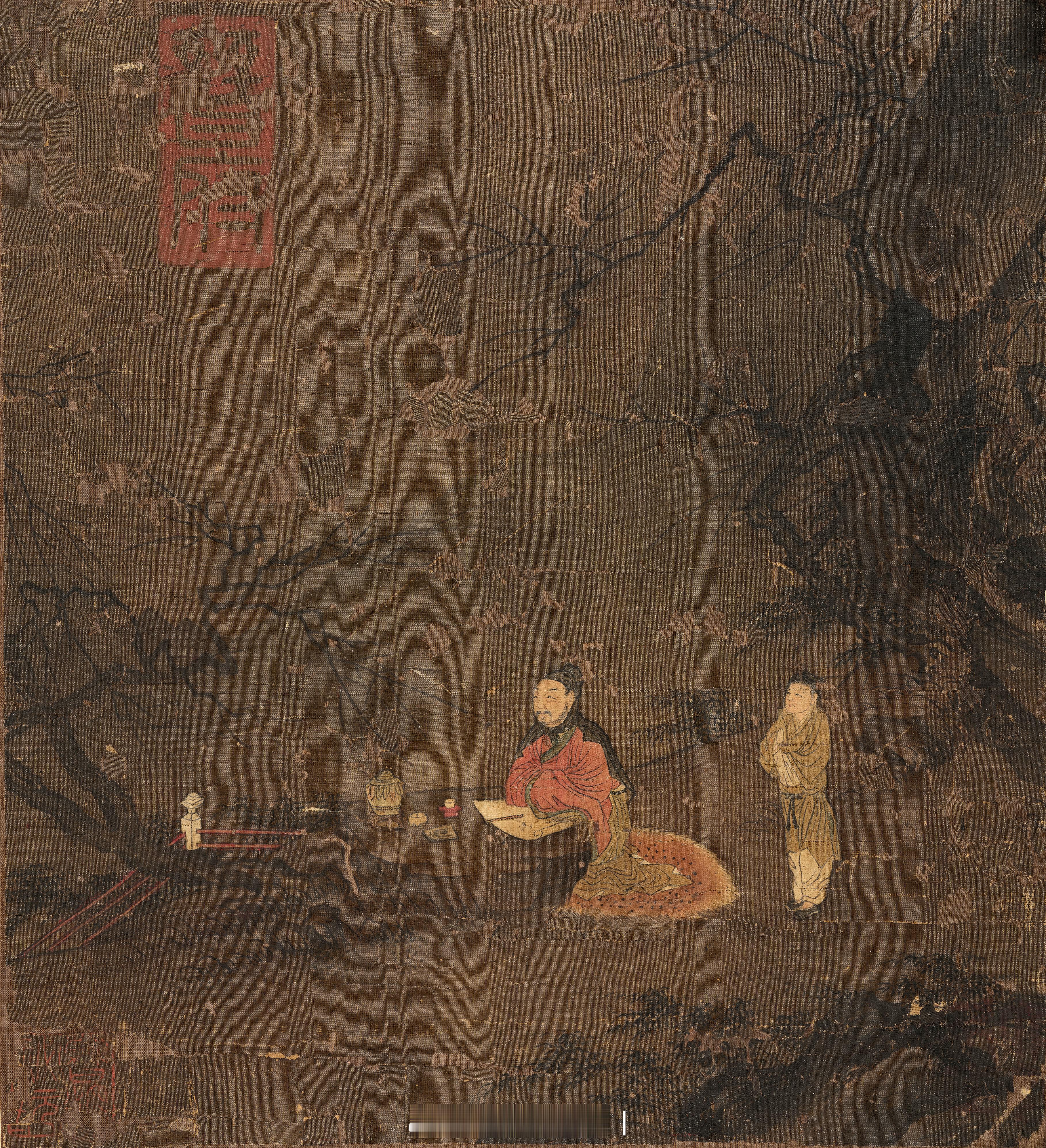 佚名 和靖咏梅图 镜心 设色绢本鉴藏印：□府、曹溶秘玩曹溶（1613-1685）