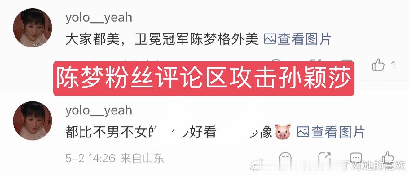 真的很难以置信，怎么会有人自己和女明星雌竞，然后粉丝在评论区攻击无辜女队友孙颖莎